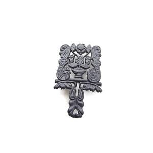 Trivet Hot Pot Pan Holder Footed Cast Iron Metal Black Laurel Leaf Vintage